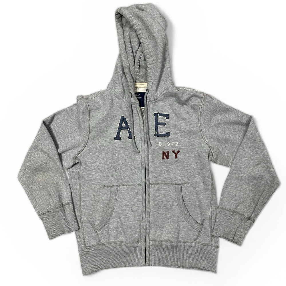 American Eagle Outfitters Men’s Gray Zip-Up Hoodie- Large